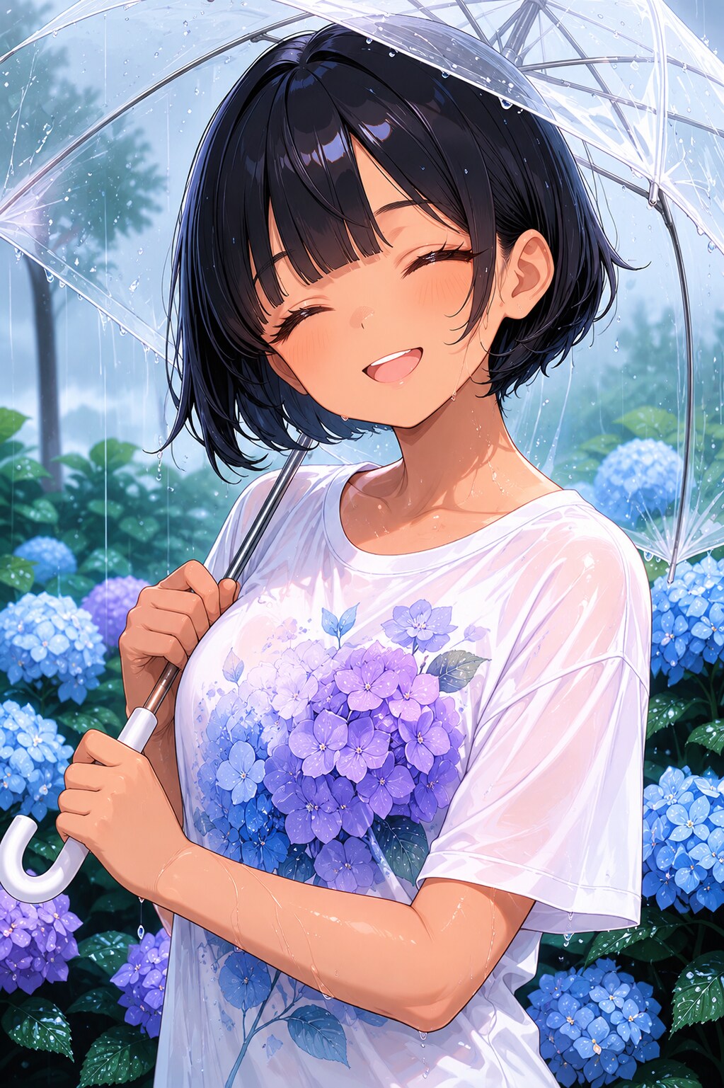 紫陽花のあるTシャツ