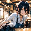 レゼ、海辺のカフェで小悪魔に微笑む看板店員 2枚目