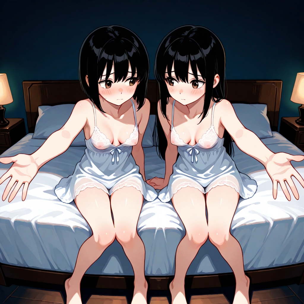 ショートちゃんとロングちゃん　夜伽の際のナイティはどれがお好みですか？　え？　全裸ですか？