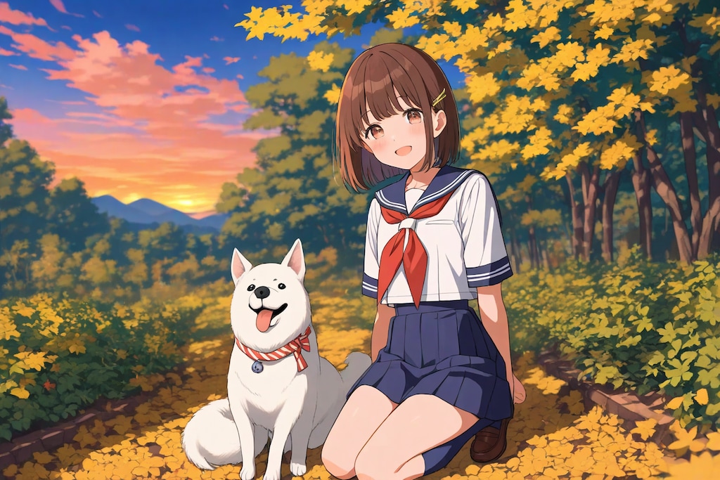 紅葉の道、君と歩く