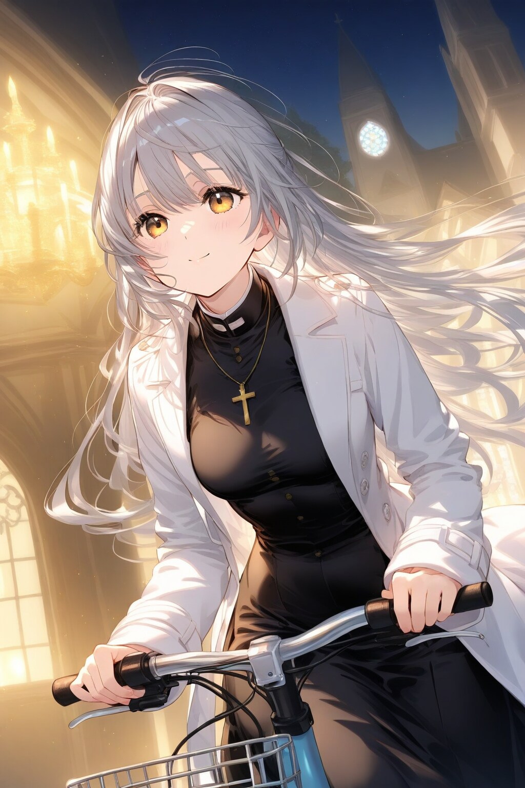 自転車に乗る ジルリィさん