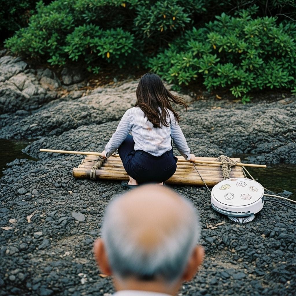 畑仕事の合間にこっそり筏づくり。しかし…【無人島サバイバル】