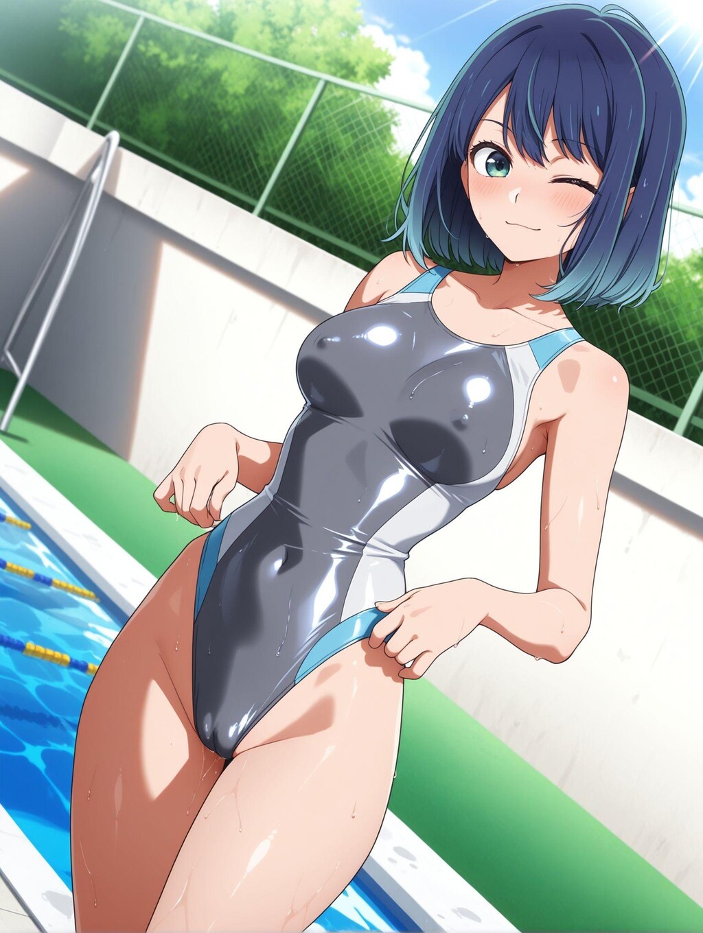 黒川あかね×グレー競泳水着