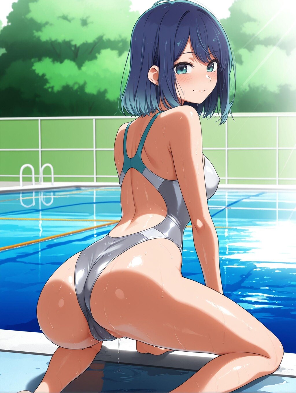 黒川あかね×グレー競泳水着