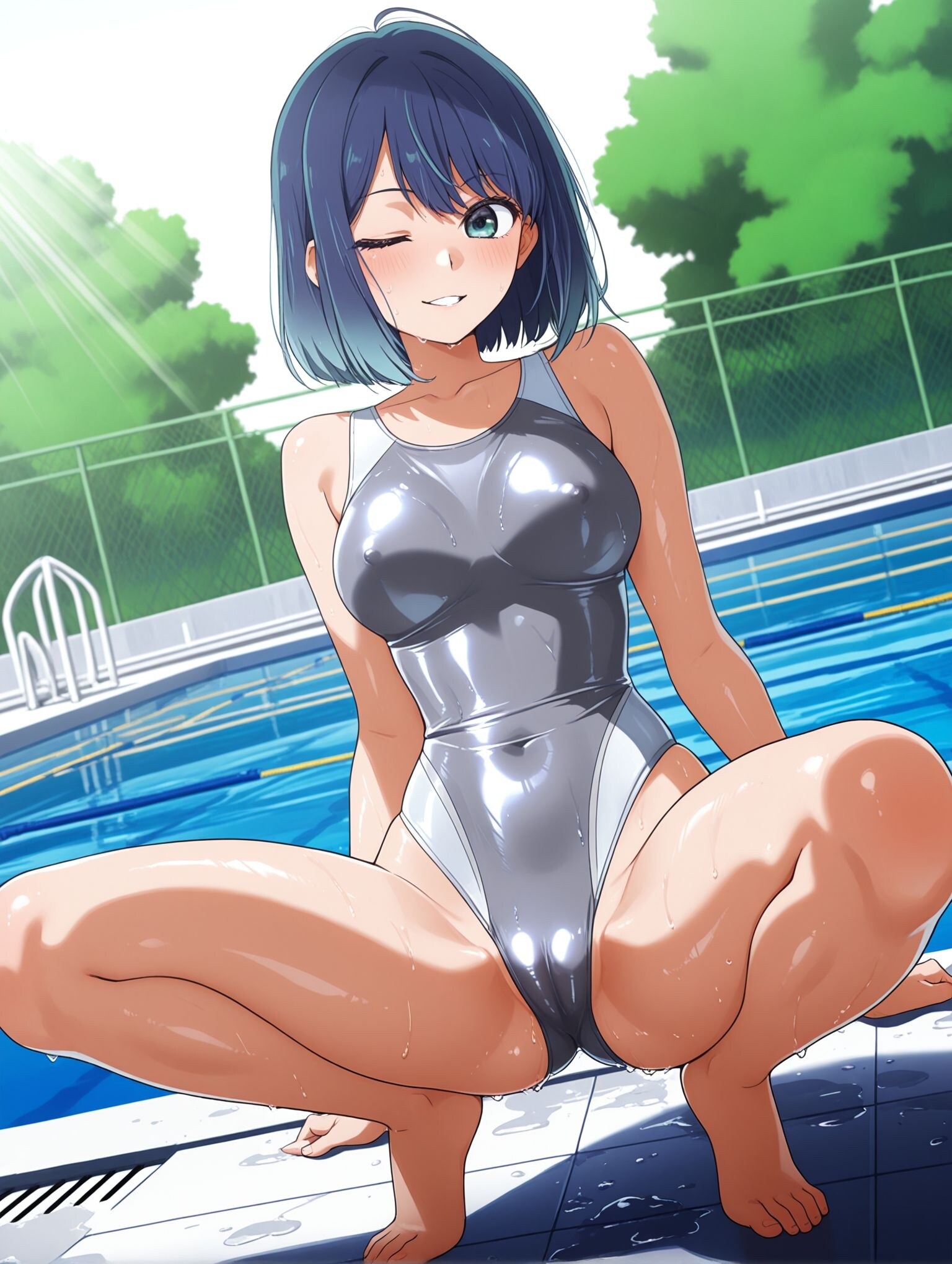 黒川あかね×グレー競泳水着