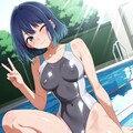黒川あかね×グレー競泳水着 2枚目