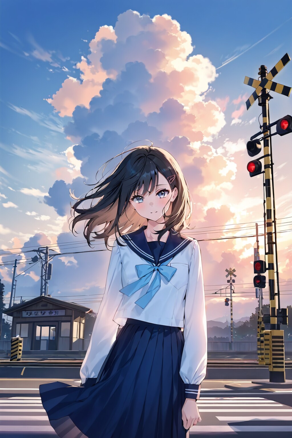 青空と踏切