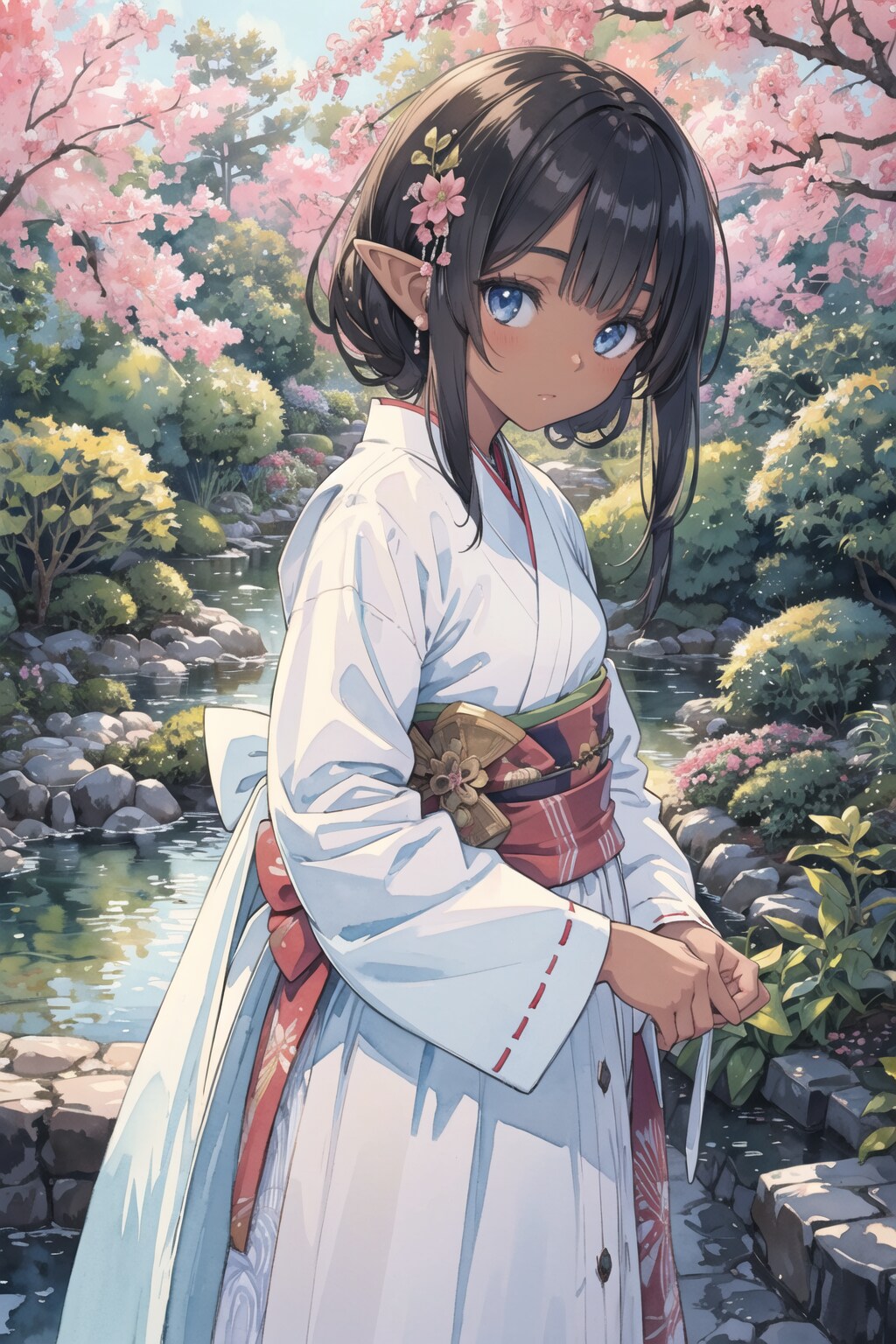 和風ダークエルフメイド