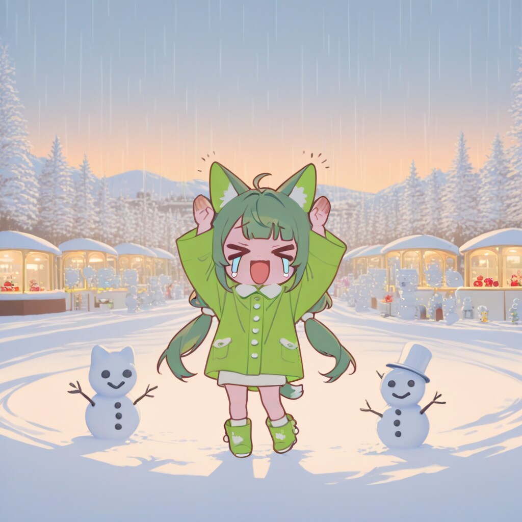 緑髪ちゃんと雪だるま