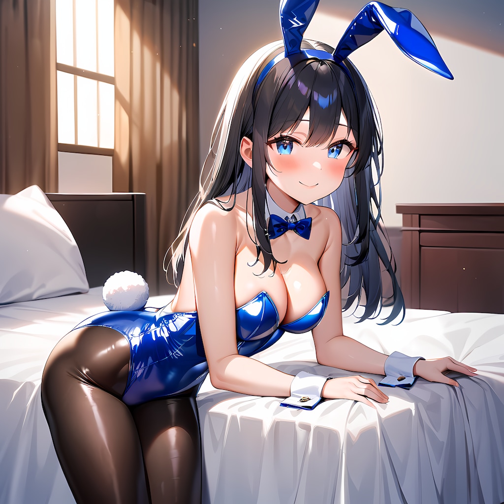 光沢青エナメルバニーガール