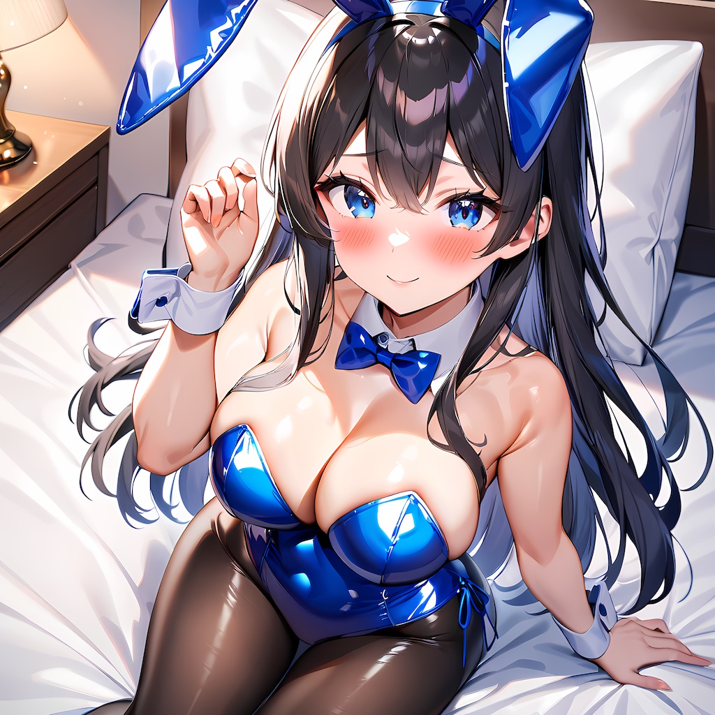光沢青エナメルバニーガール