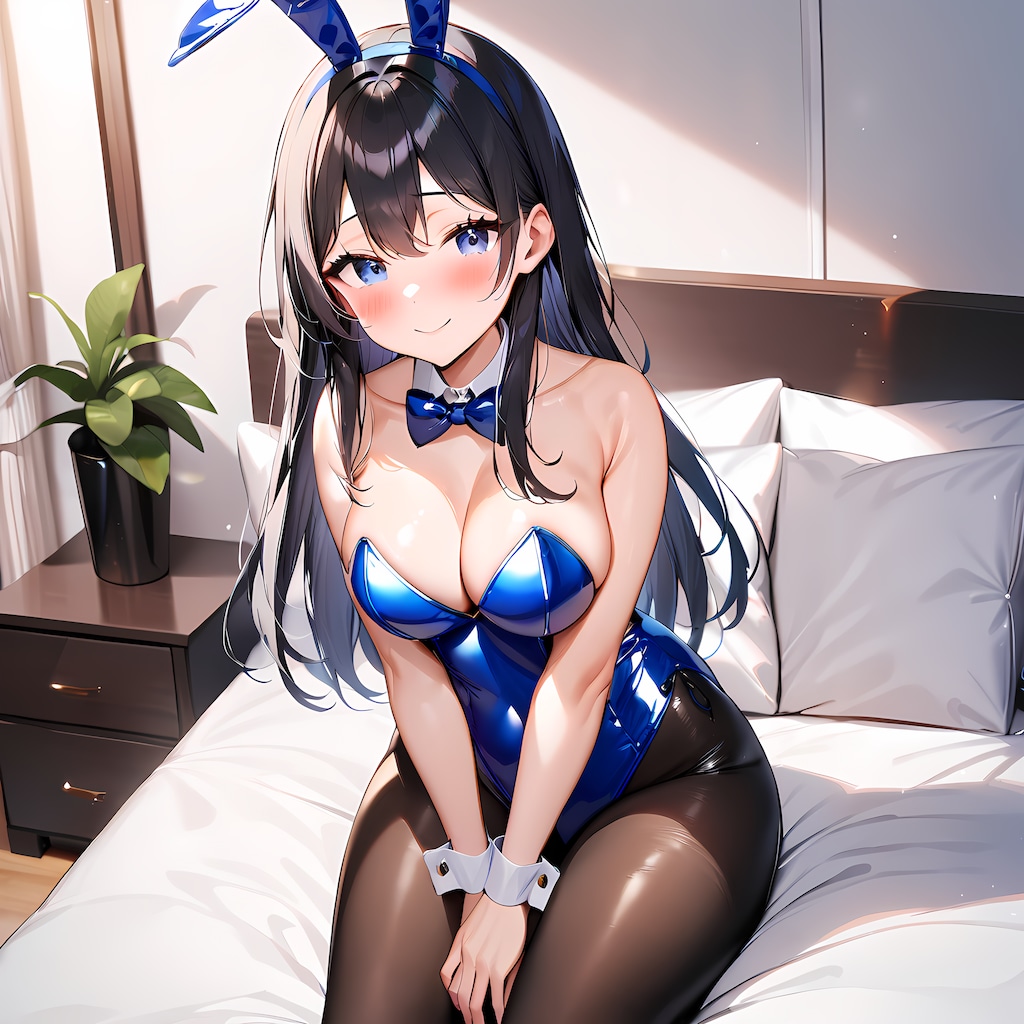 光沢青エナメルバニーガール