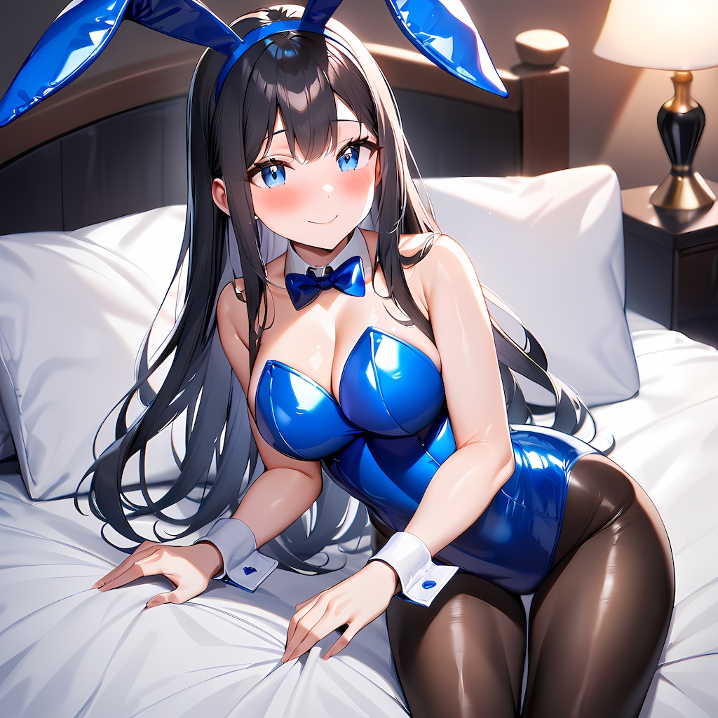 光沢青エナメルバニーガール