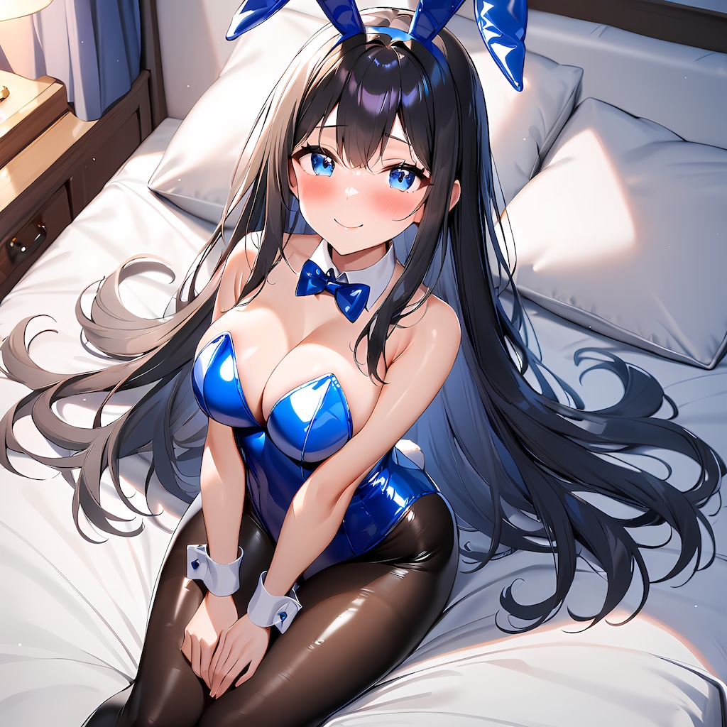 光沢青エナメルバニーガール