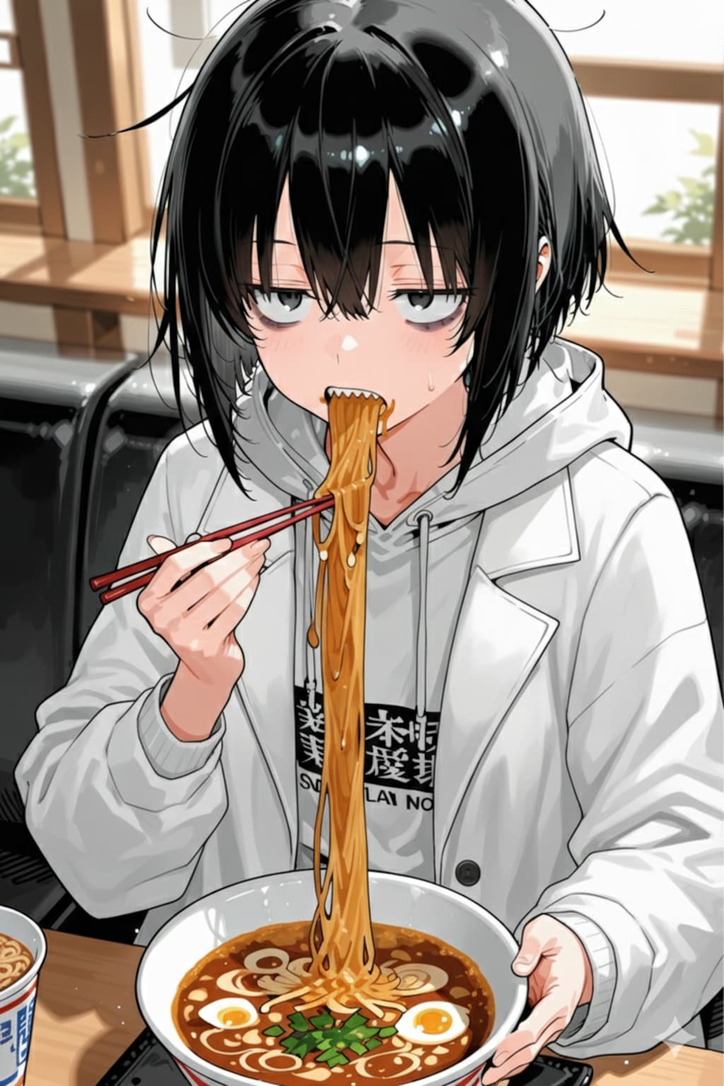 兄ちゃん…真っ白な服でカレーうどんは自殺行為だよぅ…