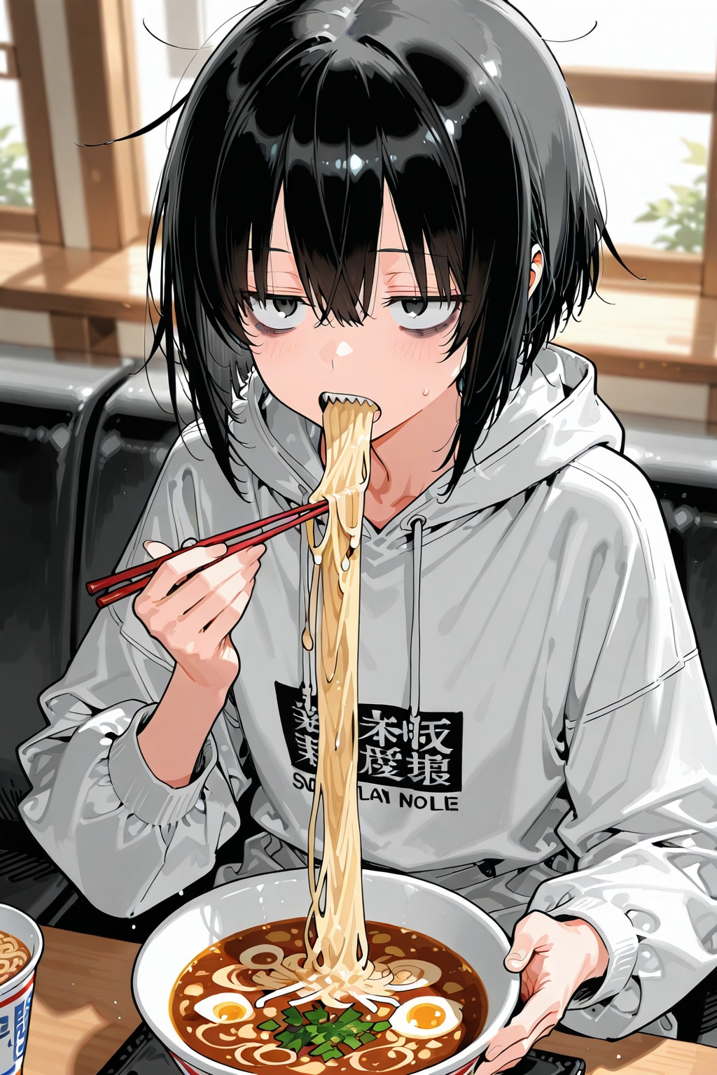 兄ちゃん…真っ白な服でカレーうどんは自殺行為だよぅ…