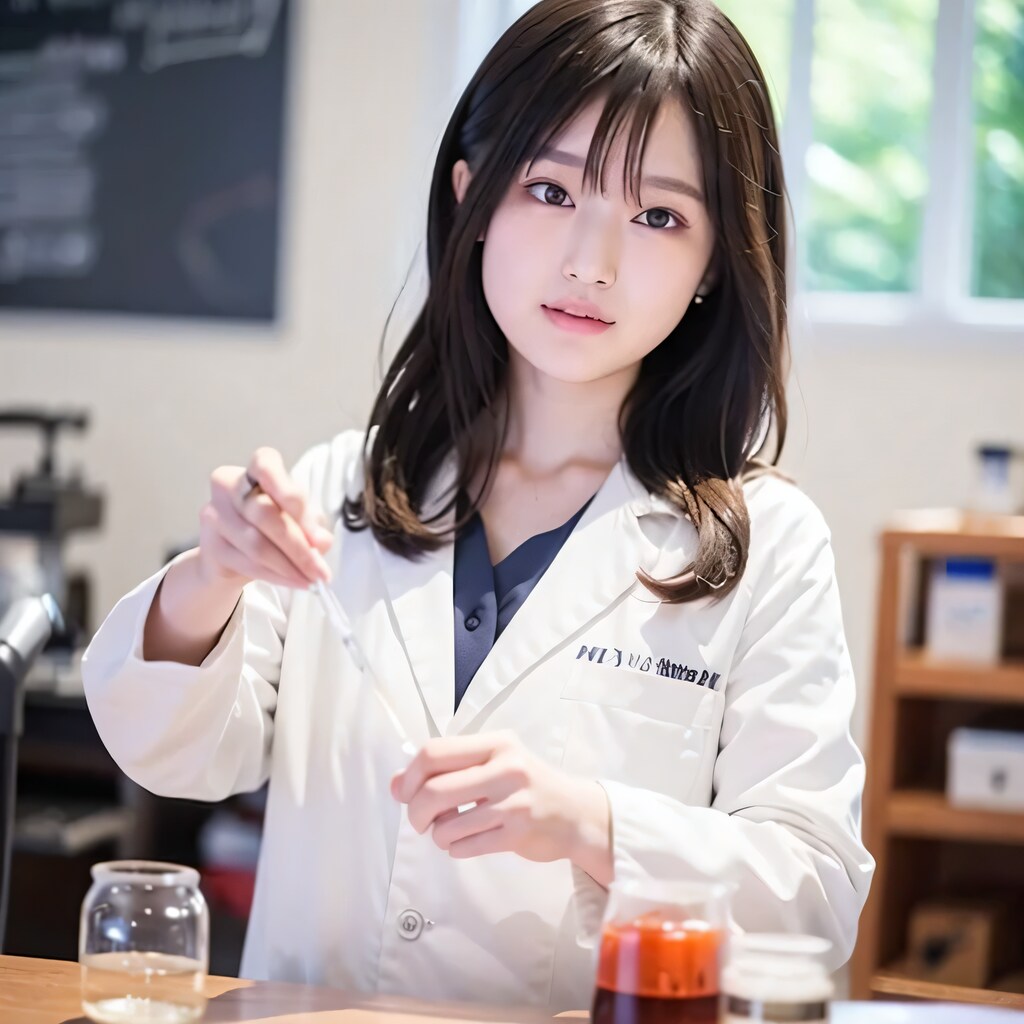 黒髪ロングで白衣の美女１２８