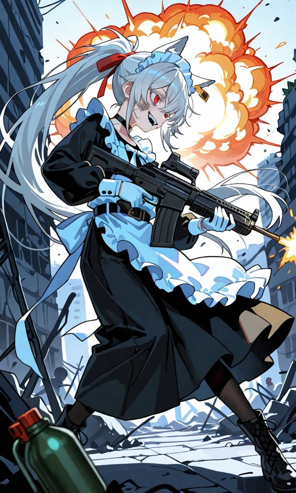 市街戦をするメイドさん