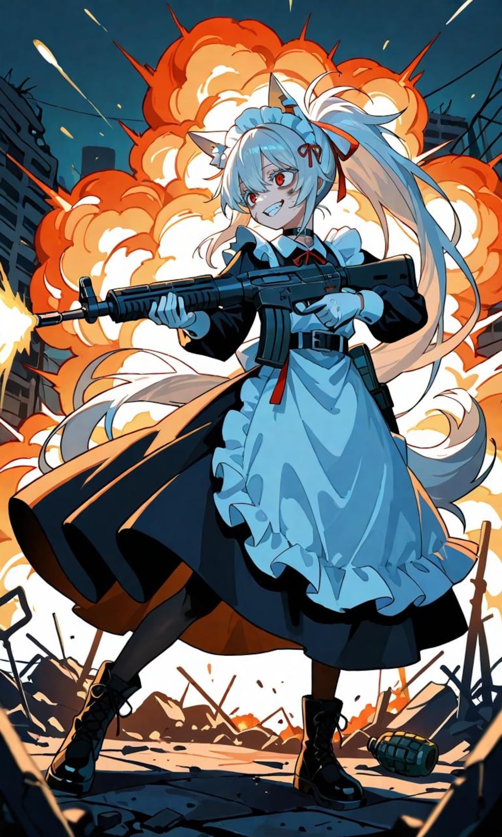 市街戦をするメイドさん