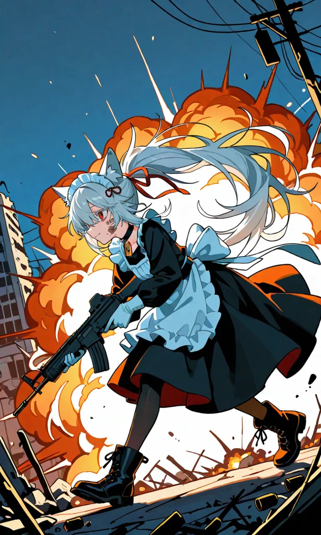 市街戦をするメイドさん