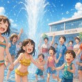 駅前夏祭りの大噴水ショー 9枚目