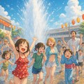駅前夏祭りの大噴水ショー 2枚目