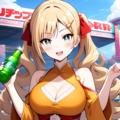 オレンジの和風ドレスのお嬢様 2枚目
