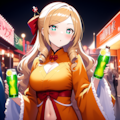 オレンジの和風ドレスのお嬢様 6枚目