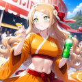 オレンジの和風ドレスのお嬢様 8枚目