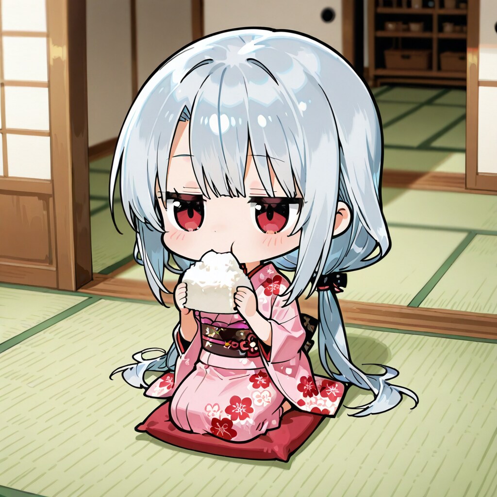 お餅を食べるアイちゃん