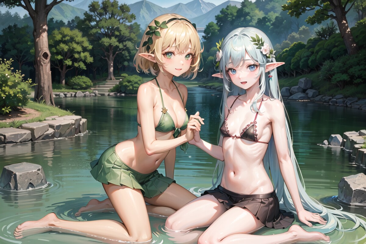 2人で水浴び