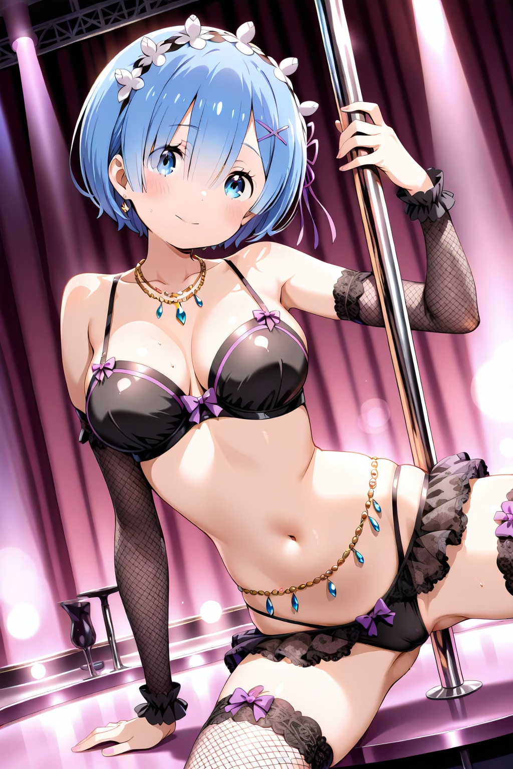 某青髪メイドのポールダンス