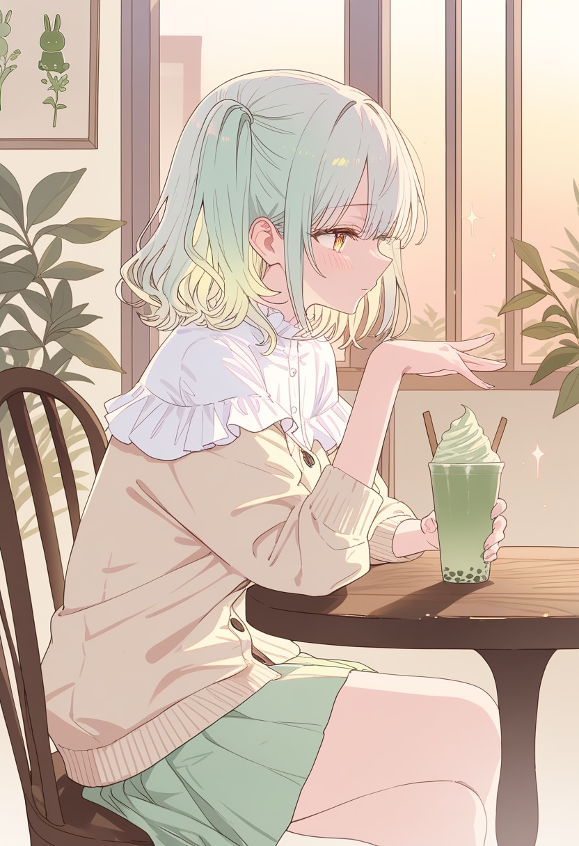 抹茶ラテを注文した美少女 | の人気AIイラスト・グラビア