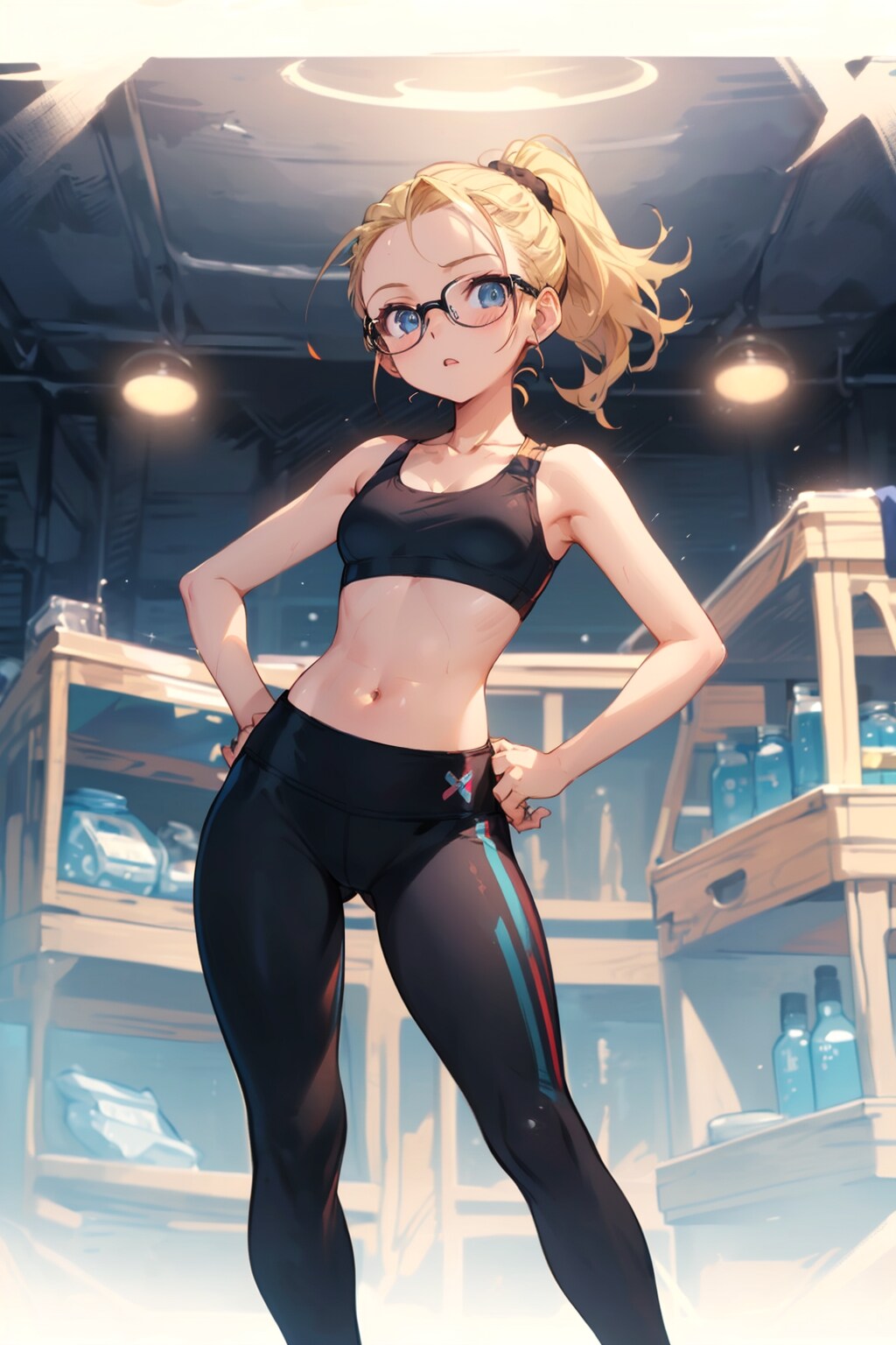 スポーツウェアの眼鏡っ娘