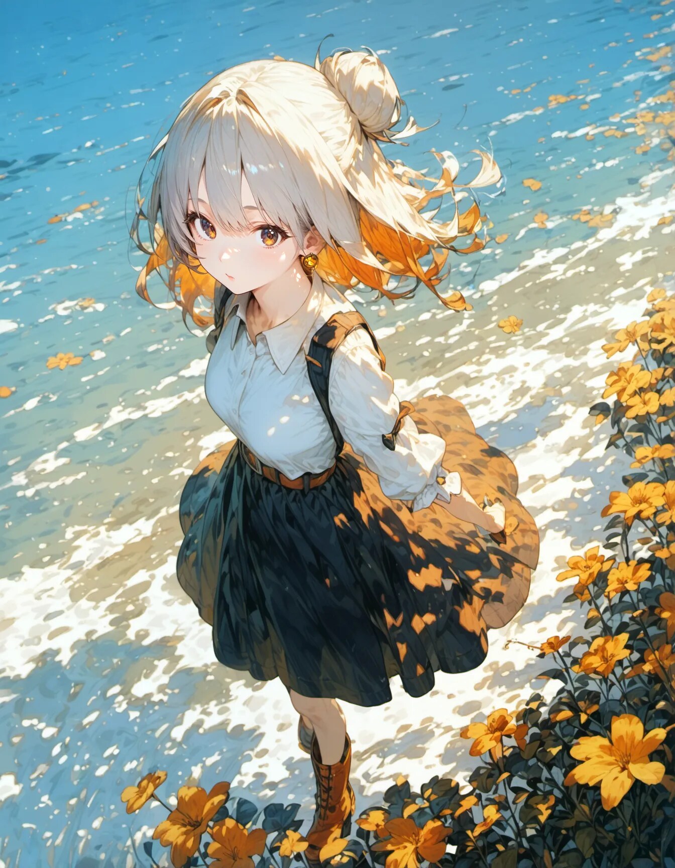 Blossoms by the Azure Tide | の人気AIイラスト・グラビア