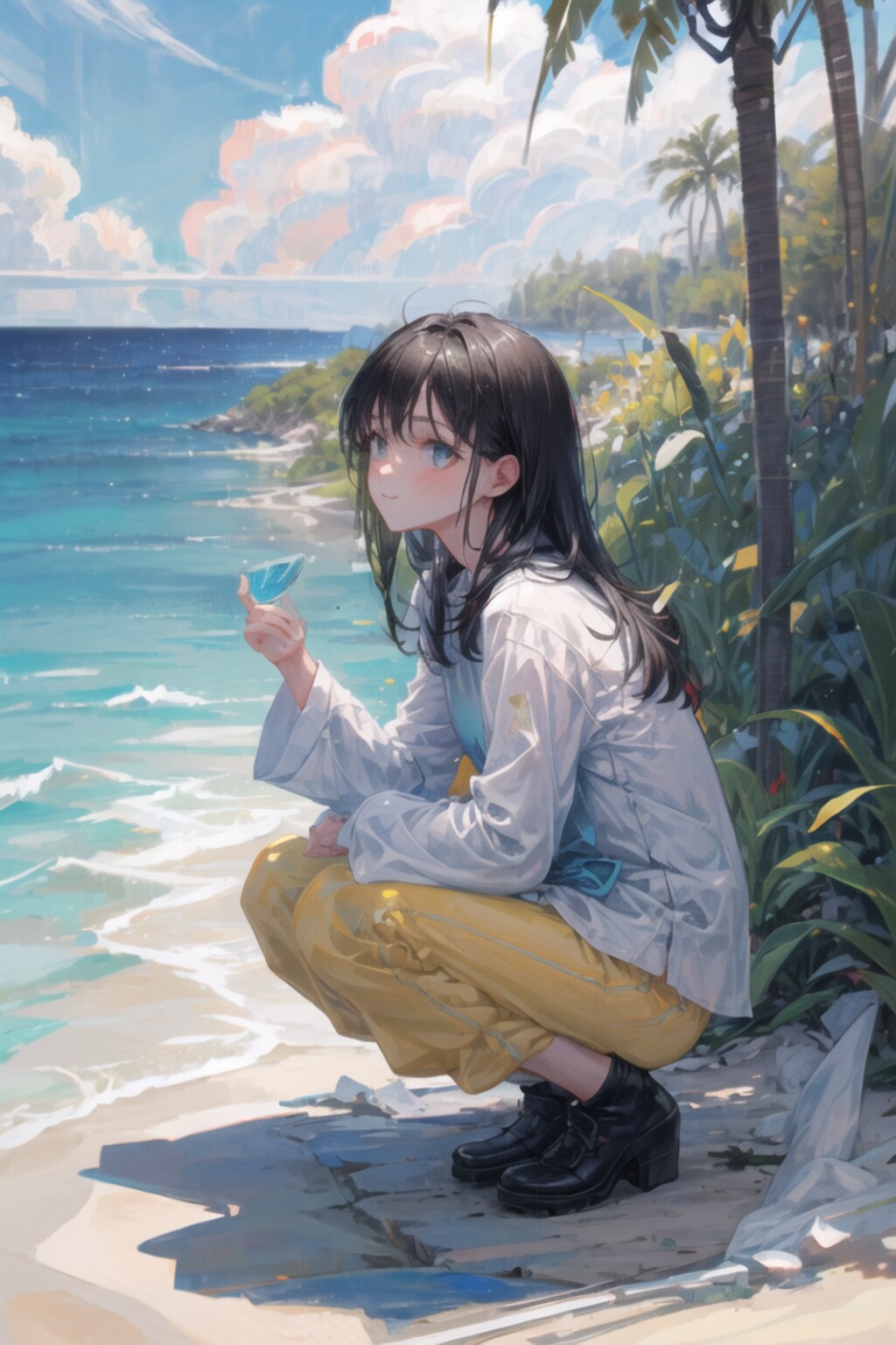 ね、見て。でっかいシーグラスみつけた。