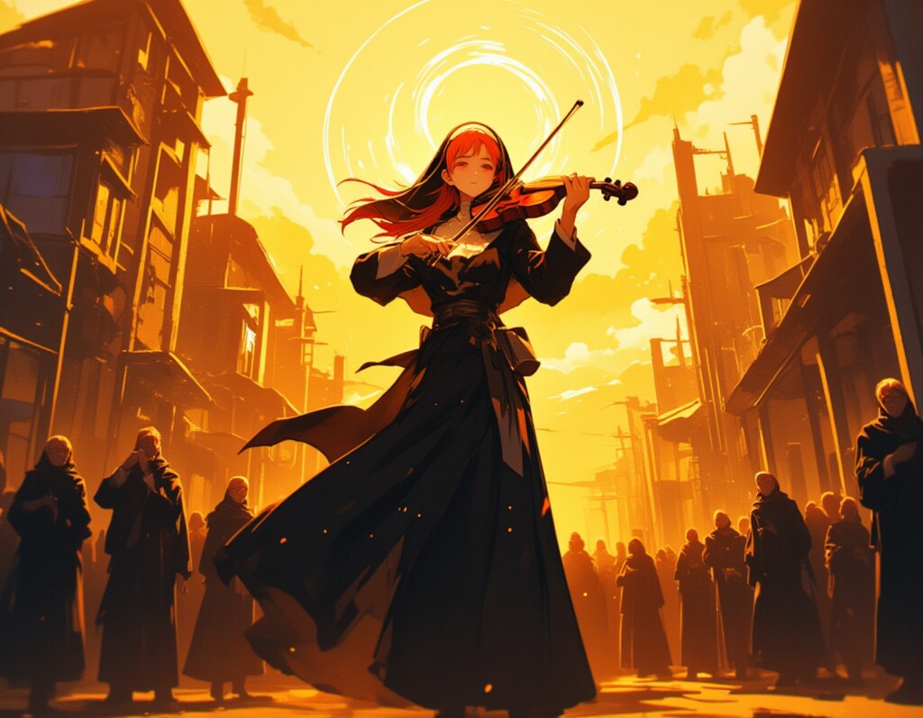【サレンディアナ】夕暮れの広場で奏でる修道女のバイオリン