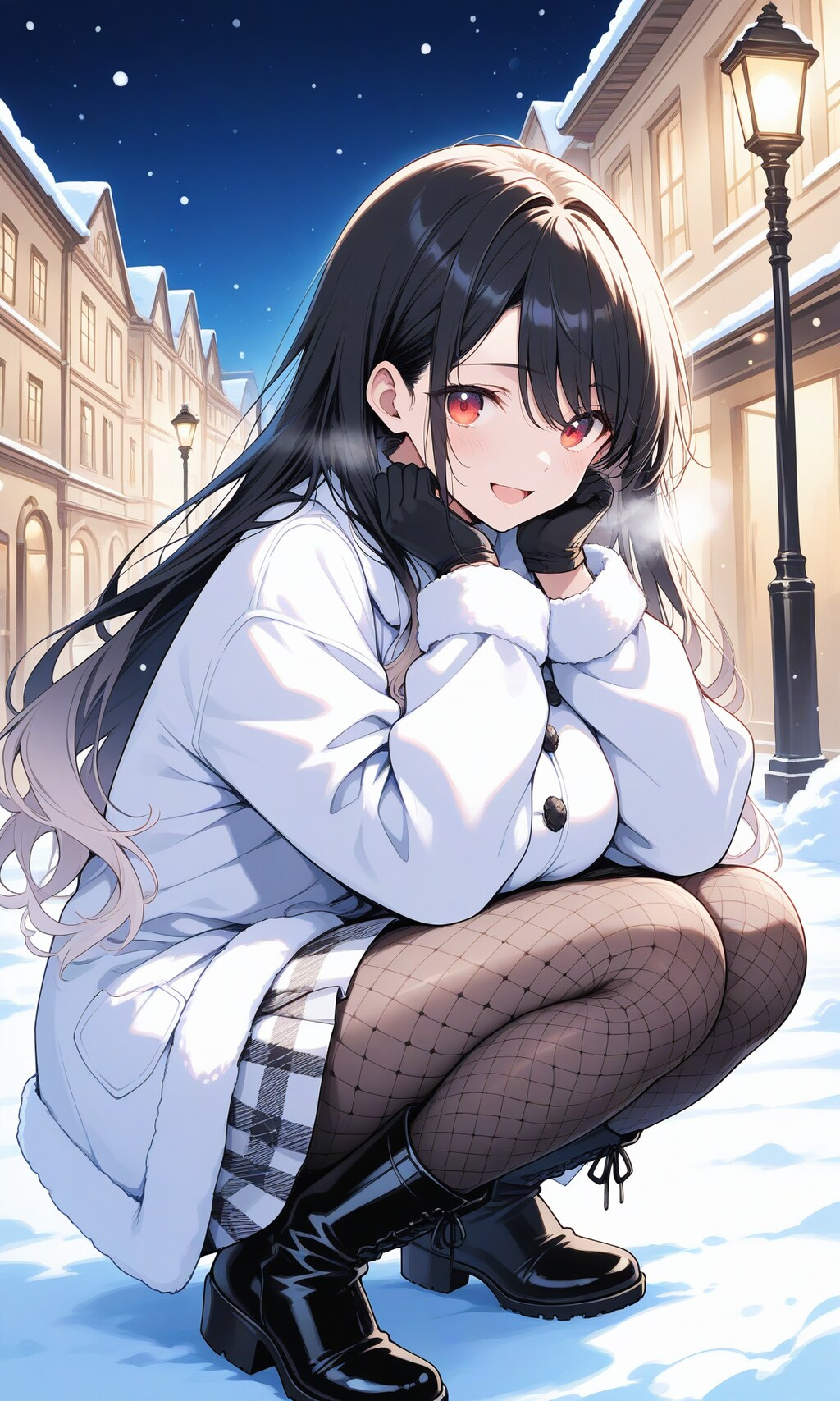 雪降る年の瀬の街並み