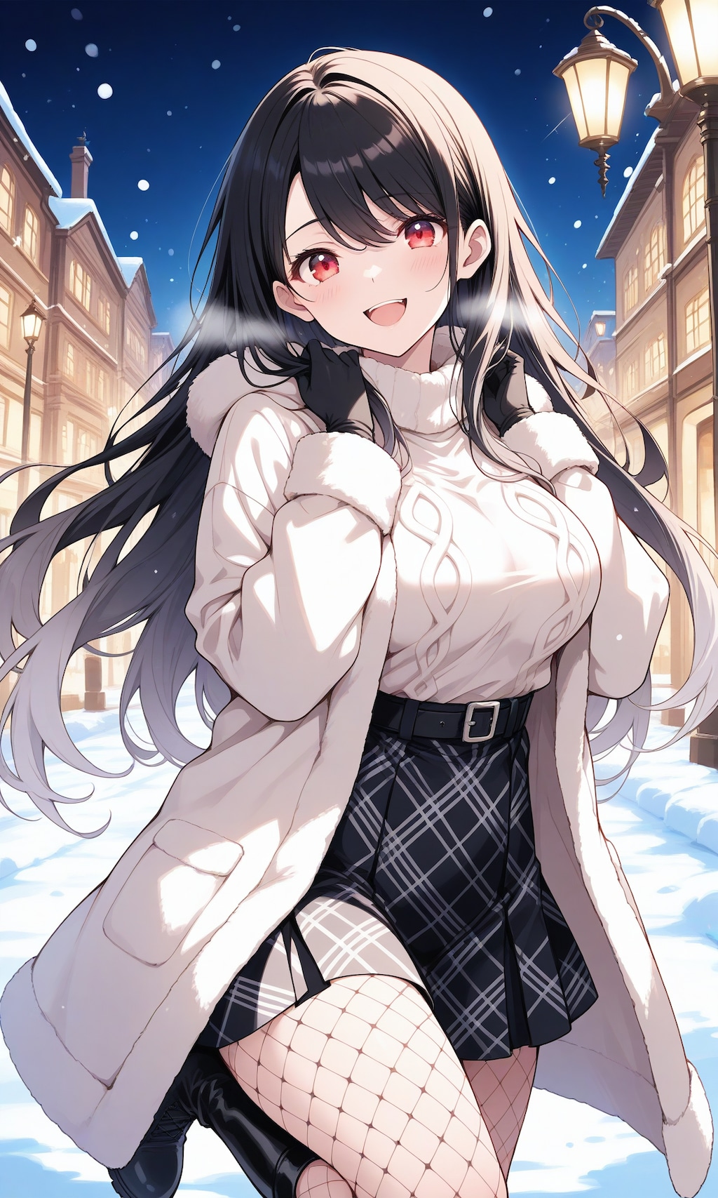 雪降る年の瀬の街並み