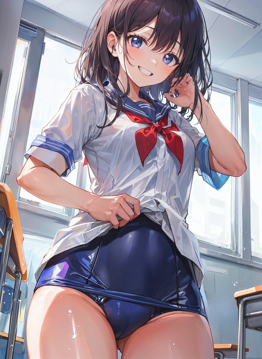 下に水着着て来たの