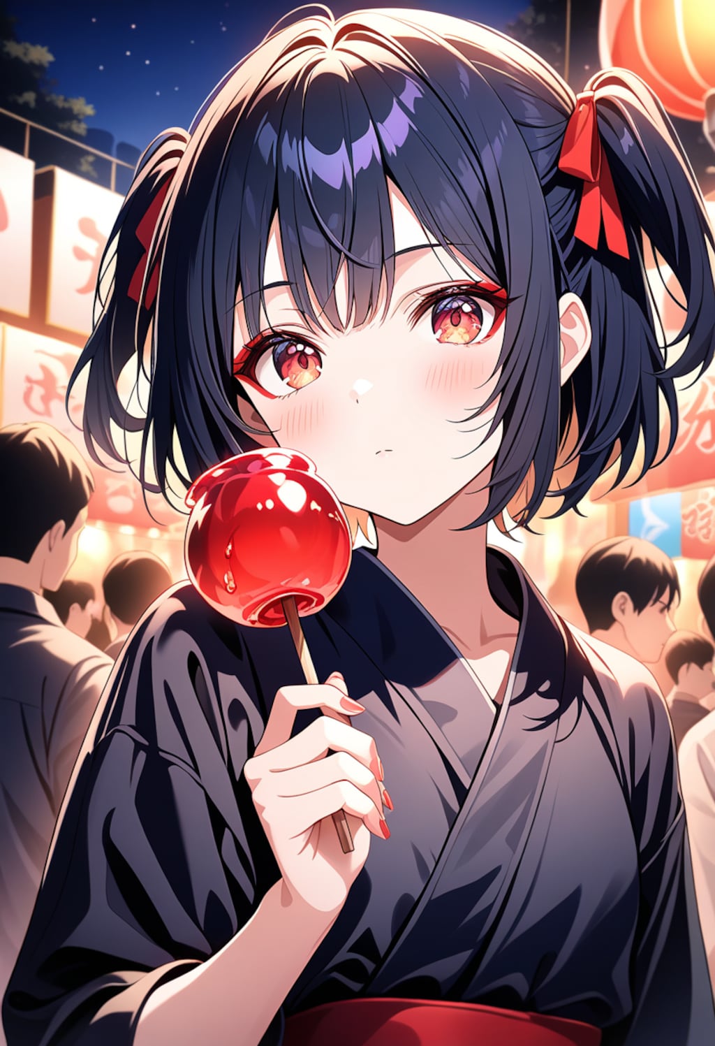 りんご飴を持つ紅魔姉妹