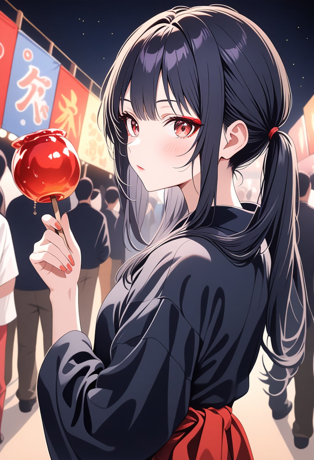 りんご飴を持つ紅魔姉妹