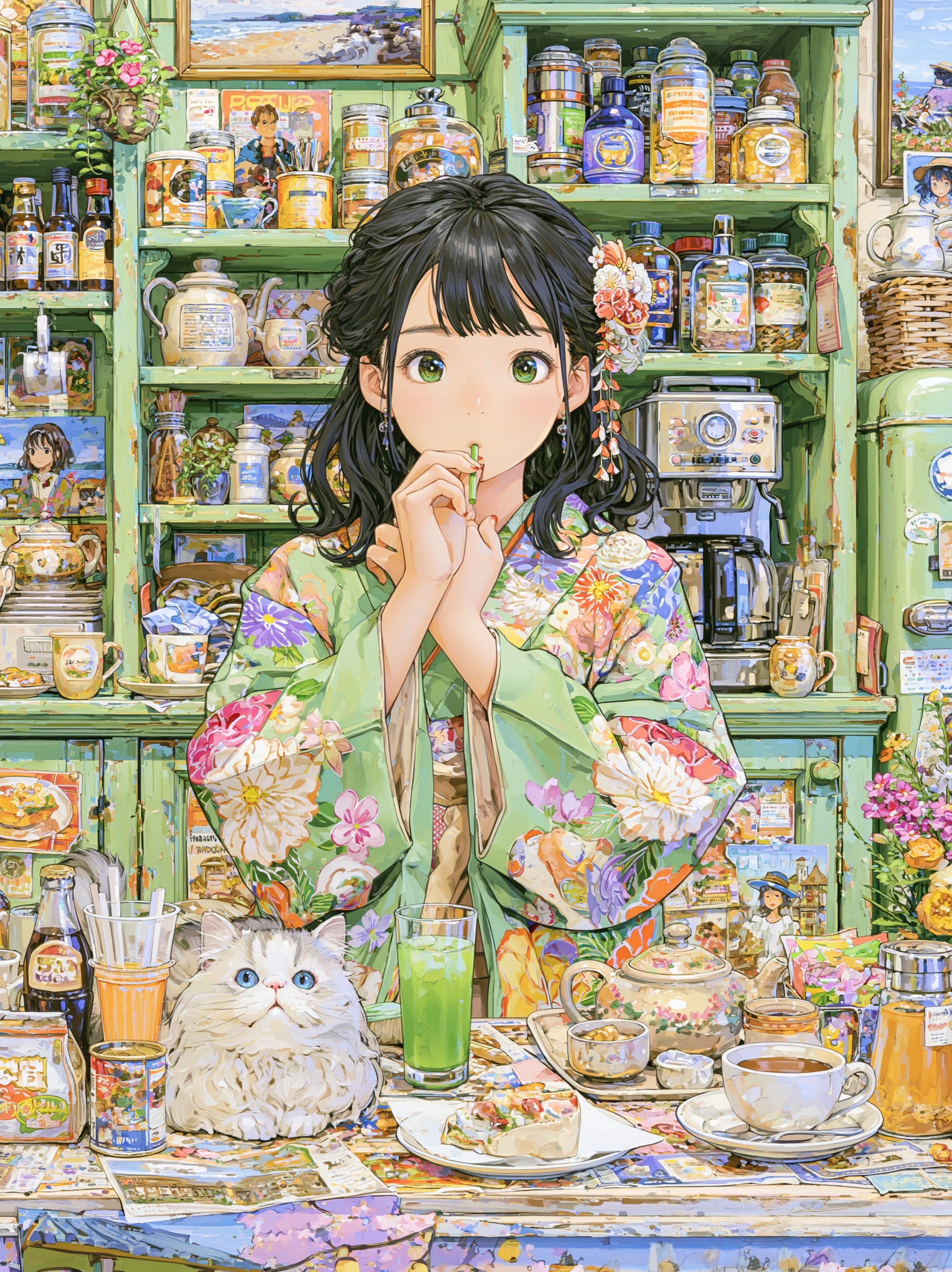 抹茶の緑が、静かに立つ午後
