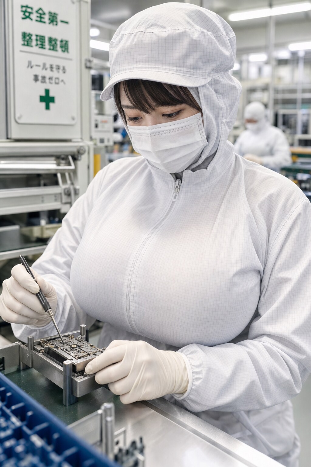 手元が見えてるのか心配になる技能工