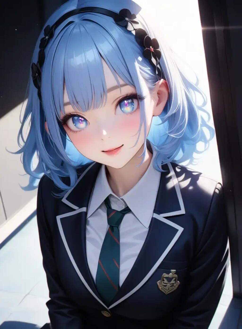 青髪ブレザー