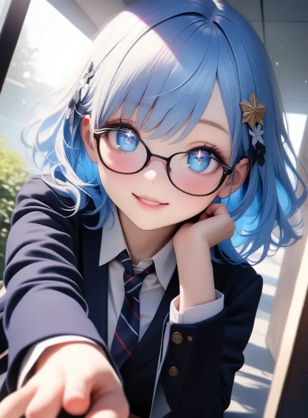青髪ブレザー
