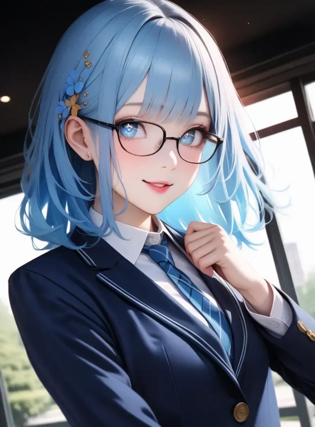 青髪ブレザー
