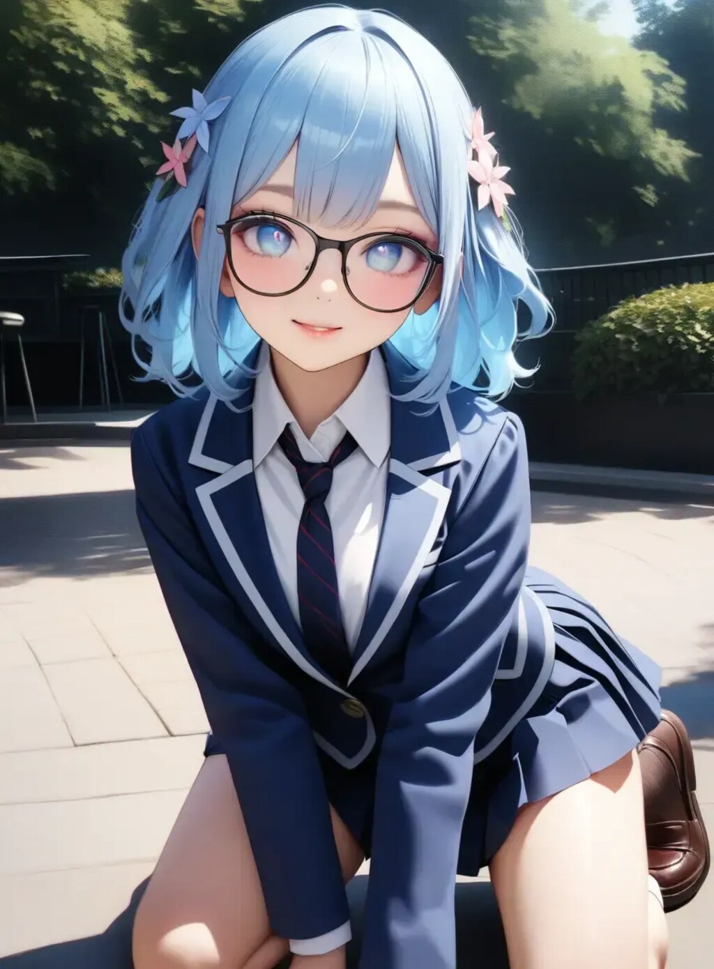青髪ブレザー