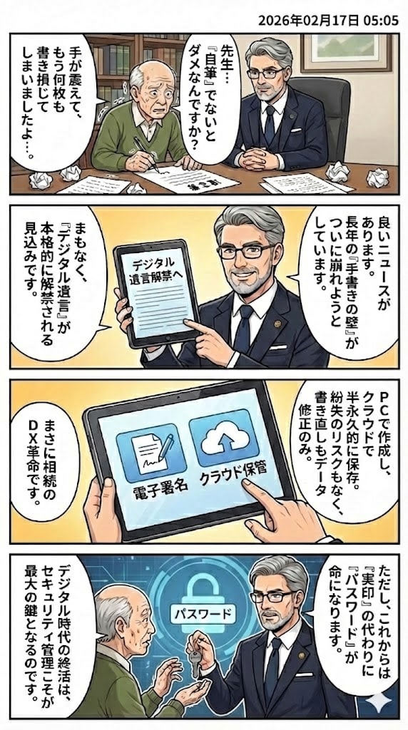 デジタル遺言の法制化　毎日漫画5時 | の人気AIイラスト・グラビア