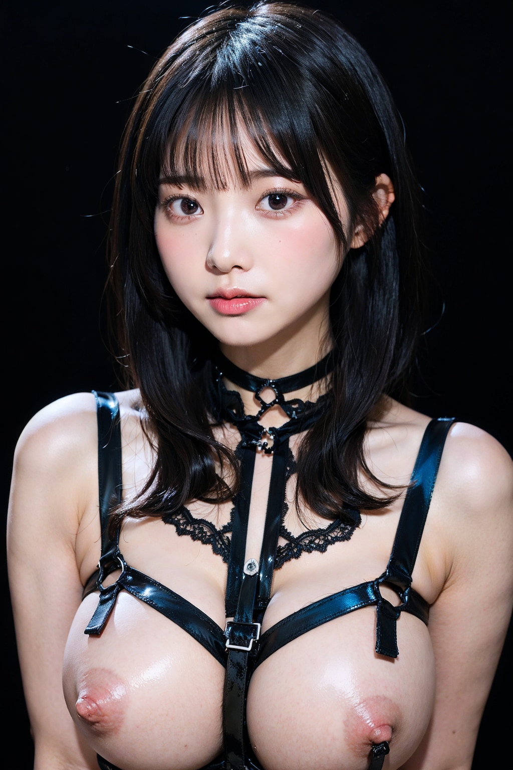 ボンテージでポロリ